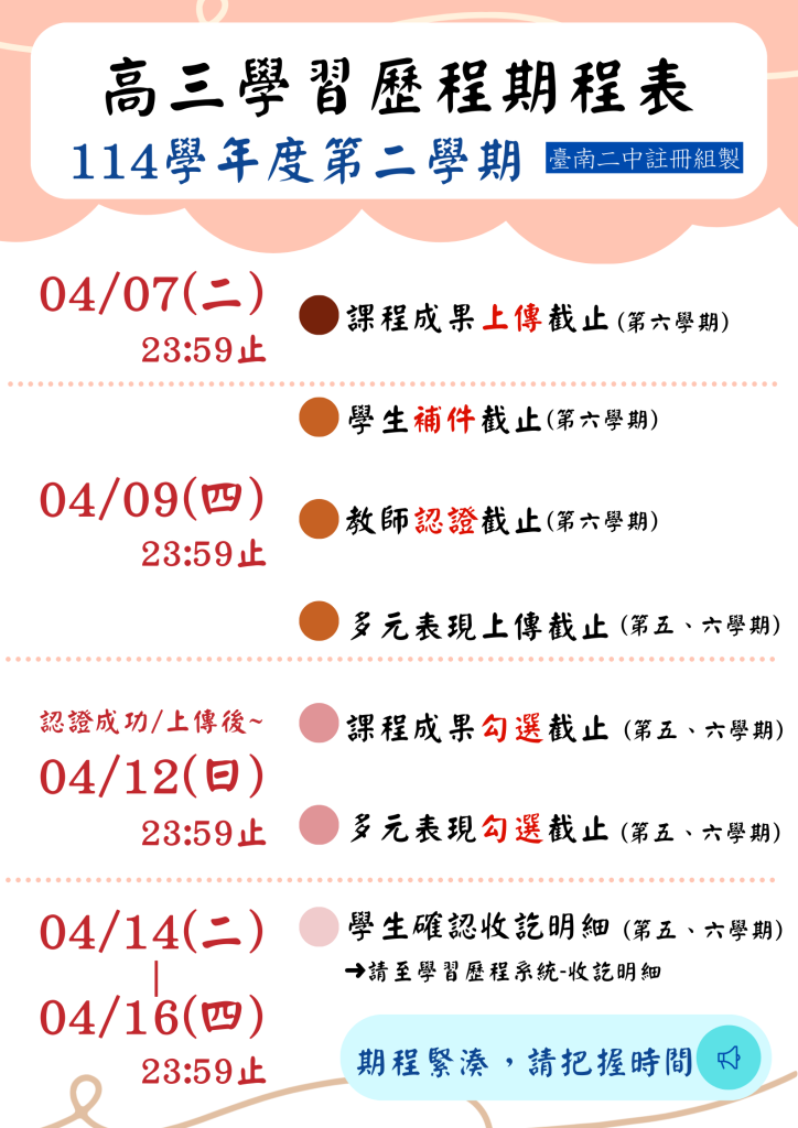 114-2【高三】學習歷程檔案期程表